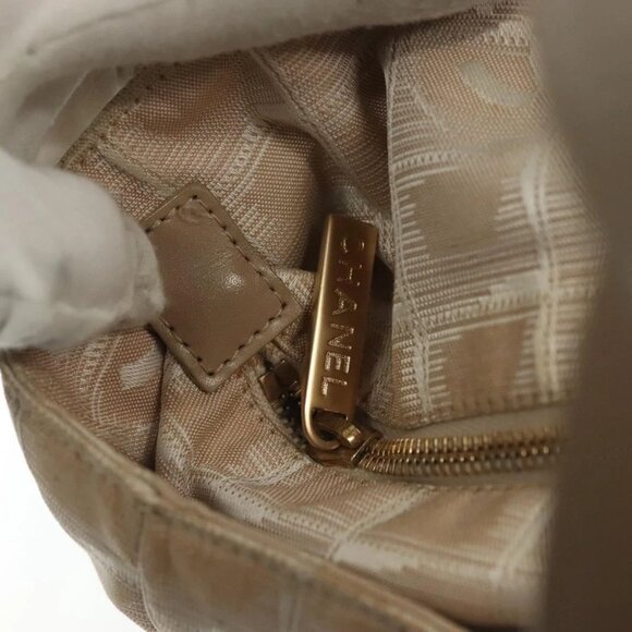 CHANEL New Travel Line Hand Bag Nylon Beige Gold CC Auth ep10569 - Picture 11 of 16